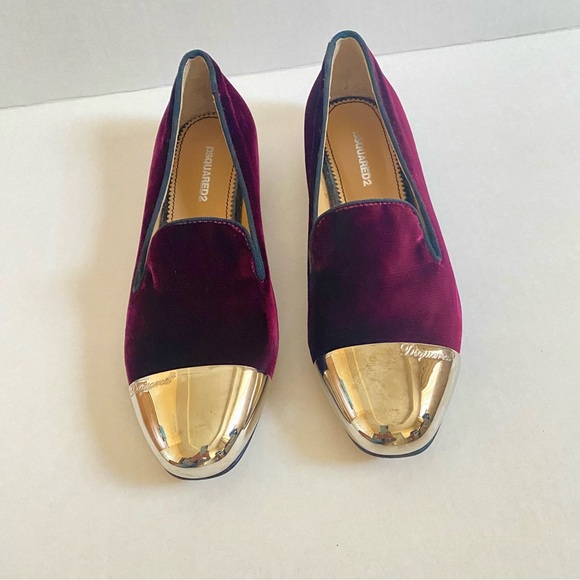 DSQUARED2 Metallic toe burgundy shoes 6.5 - Picture 1 of 11